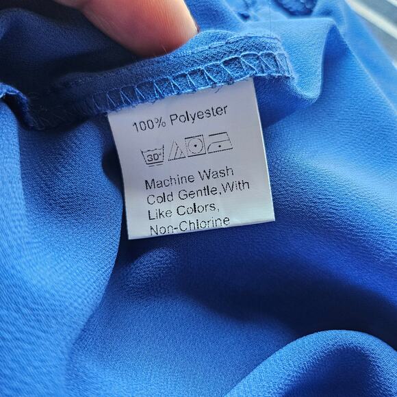 blouse cold shoulder halter blue sz 2x - Picture 7 of 9